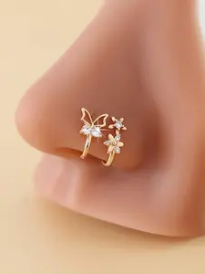 Cute Bohemian Style Butterfly and Flower Nose Rings, No Piercing Needed, Non Piercing Jewelry, Daily Wear and Gift, Stainless Steel Material, All Seasons
