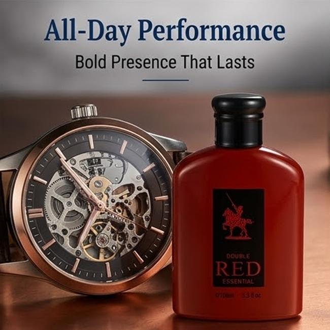 DOUBLE RED ESSENTIAL Men's Perfume 100ml | Long-lasting fragrance that lasts all day | Premium red bottle gift set | Perfect for business, commuting, and dates | Ideal birthday and holiday gift for your boyfriend or husband