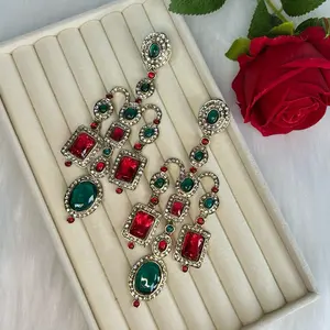 Beautiful Statement American Diamond Long Shiny Earrings