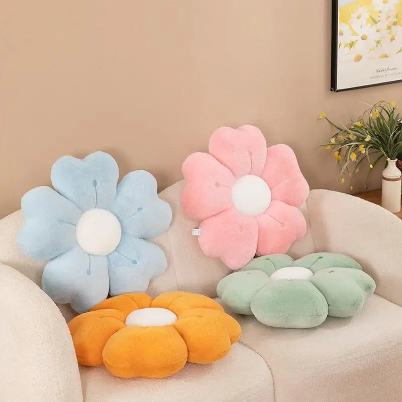 C Daisy Flower Shaped Polyester Soft Plush Pillow - Cute Decor, Floral Motif, Decorative Pad for Bed, Sofa