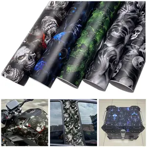 Skull Camo Wrap Vinyl Motorcycle Modification Film Car Body Change Color Film Auto Accessories Cartoon Printed Adhesive Stickers