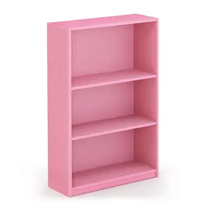 JAYA Bookcase, 3-Tier Adjustable Bookcase, 9.5 x 24.5 x 40.3, for Living Room Bedroom Home Office, Pink
