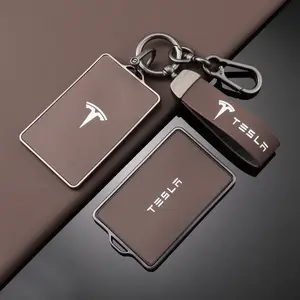 High Quality Leather Car NFC Key Case Shell Cover Fob for Tesla Model 3 S X Model Y Key Case Protector Holder Auto Accessories