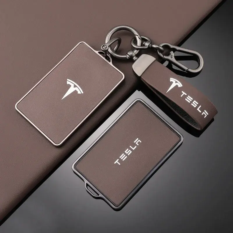 High Quality Leather Car NFC Key Case Shell Cover Fob for Tesla Model 3 S X Model Y Key Case Protector Holder Auto Accessories