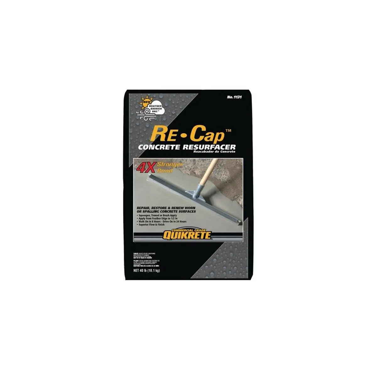 Quikrete 40 lbs R-Cap Concrete Resurfacer - Great Quality Car Washing Surface Repair Solution for Worn or Spalling Concrete (Automotive & Motorcycle Use)
