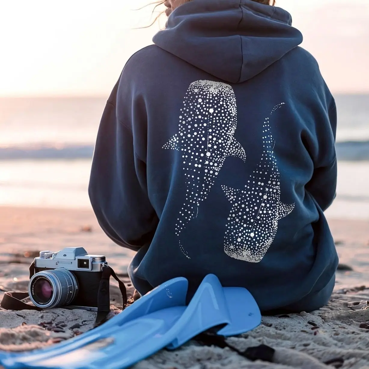 Whale Shark Hoodie, Pullover Hoodie For Ocean Lovers Gift, Diving Girl Hoodie, Coconut Beachy Girl Sweater, Sea Life Gifts