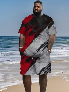 Men's Comfortable Breathable Short Sleeve Casual Sportswear Set, Loose-Fitting T-Shirt & Sweatpants, All Seasons Outdoor Wear