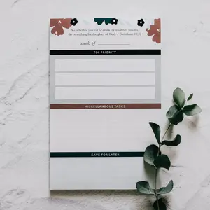 Weekly Tasks Notepad - Teal Floral