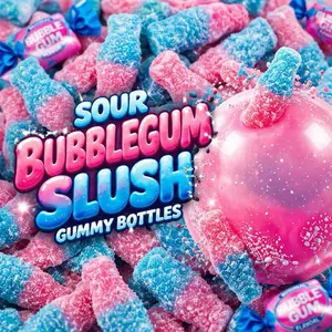 Bubblegum Slush Swedish Sour Candy Gummy Bottles 4oz - RAFFA - Sweet & Sour Combo, Exotic Swedish-Style Gummies, Perfect for Candy Lovers - Snack