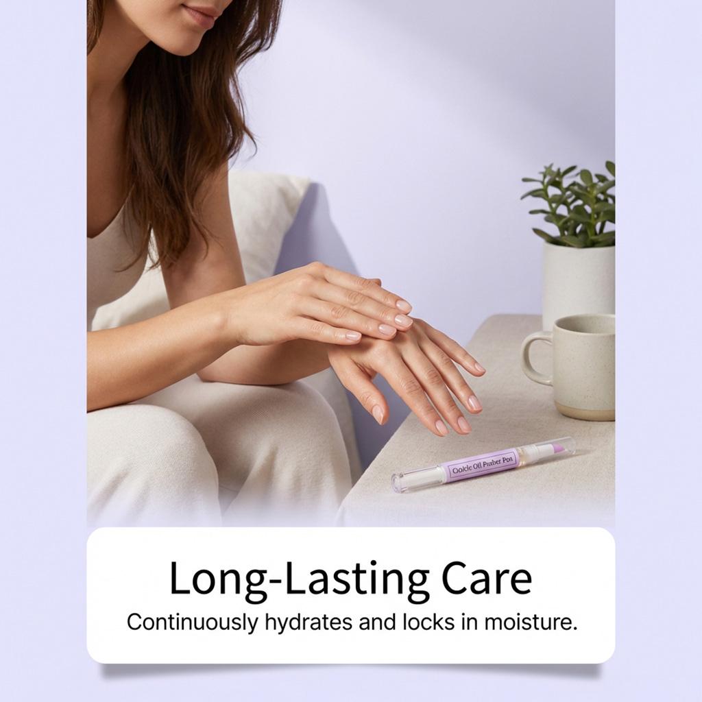 2026 New 2-in-1 Cuticle Oil Pusher Pen, Ceramic Cuticle Remover, Portable Manicure Nail Oil Pen, Moisturizing Nail Strengthener, Gentle Hangnail Remover for Women & Nail Salon