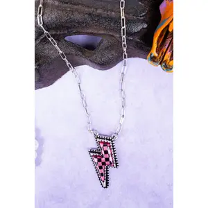 Checker Bolt Necklace - 2 COLORS