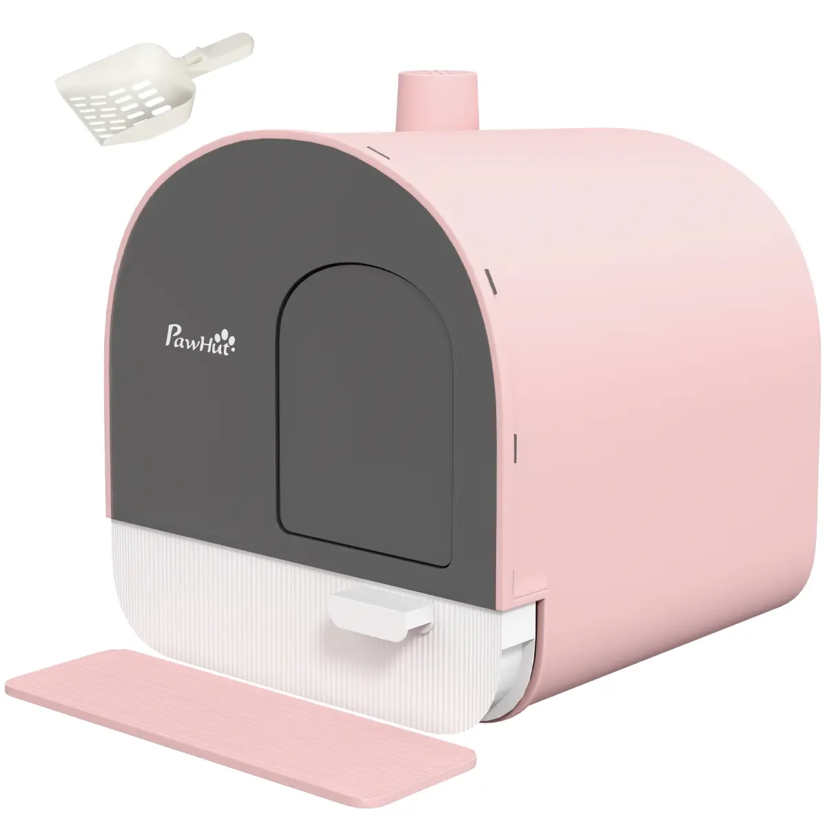 212 Main D31-050V00PK Paw Hut Covered Cat Litter Box with Lid, Scoop & Filter, Compact Design - Pink