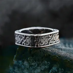 1pc High End Vintage Square Disc Shape Men’s Stainless Steel Power Ring, Personalized Jewelry for Men, Bold and Unique Fashion Accessory