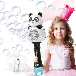 1 piece of Chinese-style panda bubble wand bubble machine, rechargeable and fully automatic bubble blower, handheld bubble machine with lights, outdoor toy for children, does not include bubble solution