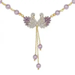 Luxury Purple Swan Necklace, Chic Minimalist Elegant Pendant, Fashion Statement Jewelry, Perfect Accessory for Cheongsam Dress Crystal Sparkling DZXL3477 Collarbone Chain SpringStatements