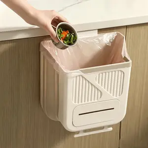 Collapsible Hanging Kitchen Trash Can | Over-the-Cabinet Door Space-Saving Garbage Bin for Food Waste & Prep