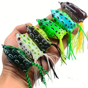 1pc Topwater Frog Lure with 3D Eyes - Soft Bait for Freshwater & Saltwater Fishing, Durable ABS Material -  For Fishing Enthusiasts - Ideal for Bass & Pike - Great Gift for Anglers
