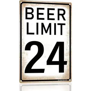"BEER LIMIT 24" - Vintage Metal Signs For Garage Home, Waterproof, UV-Protected, Durable Ink 8"X12"