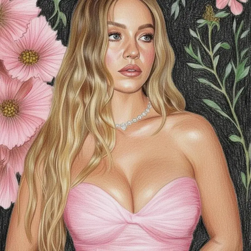 Rose-Colored Starlet – Hand-Drawn Style Colored Pencil Art Print (18×24)