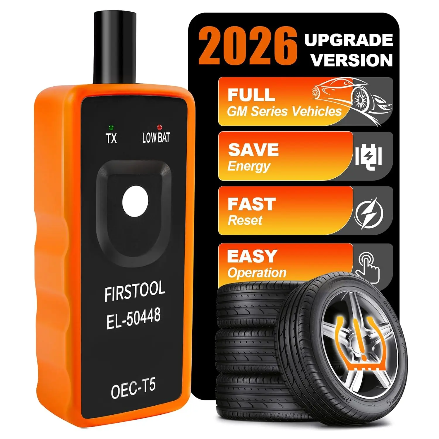 TPMS Relearn Tool for GM Vehicles, EL-50448 TPMS Reset Tool for Tire Sensor | Relearns and activates TPMS sensors after tire or sensor replacement and helps clear TPMS warning lights