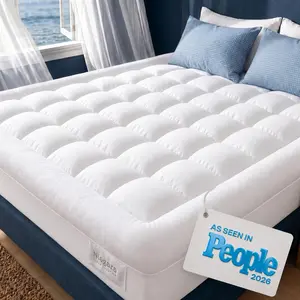 Niagara Cloud-Like 100% Cotton Bedding Mattress Topper - Breathable, Cooling Pillow Top for Hot Sleepers, White Pads/Toppers/Protector Instant Cooling Option, Bed Toppers