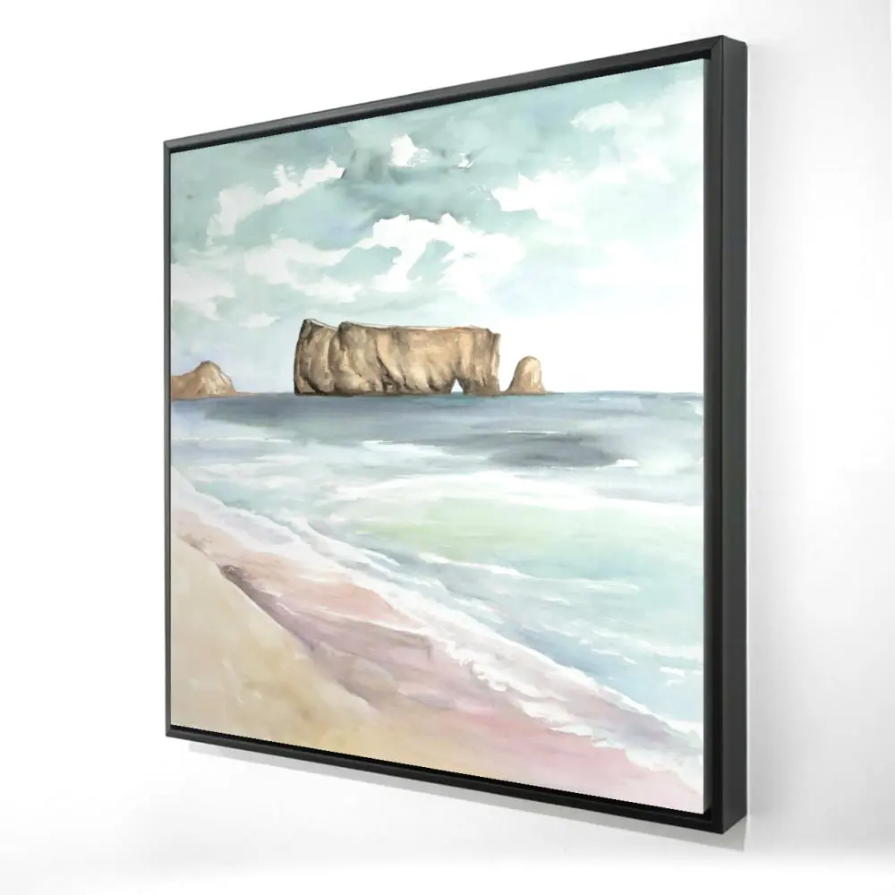 Begin Home Decor 2081-2424-LA169 24 x 24 in. Turquoise Coastal Canvas - Rocher Perce Framed Wall Art