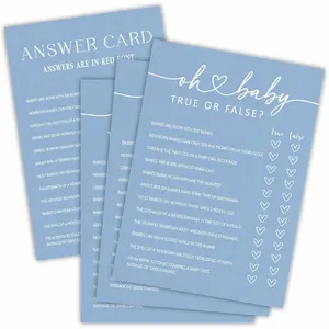 Minimalism Blue  Shower  Cards, True Or False,  Cards With Answer Card,  Announcement, Advice For The Parents, Funny  Party Favor,Party  & Activities(30 Pcs) - A10