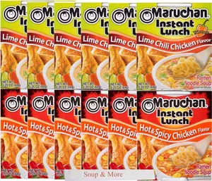 Maruchan Ramen Instant Cup Noodles 12 Count - 6 Lime Chili Chicken & 6 Hot & Spicy Chicken