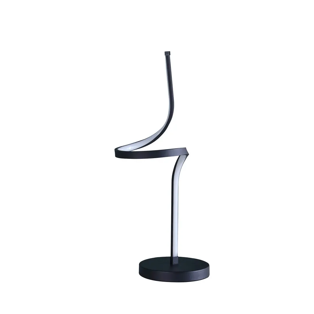 22 in LED Apollo Spiral Curved Tube Table Lamp, Round Base Indoor Decorative Lighting Fixture for Home, On/Off Switch, LED Strip, 7.75"l x 7"w x 21"h, 81"l Cord, 17.5"lm, Table Lamps