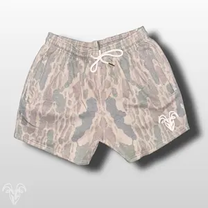 Goat Strength 5 inch inseam Old School Camo Cotton shorts | Old School Camo gym shorts | realistic Camouflage athletic shorts - Zipper pockets