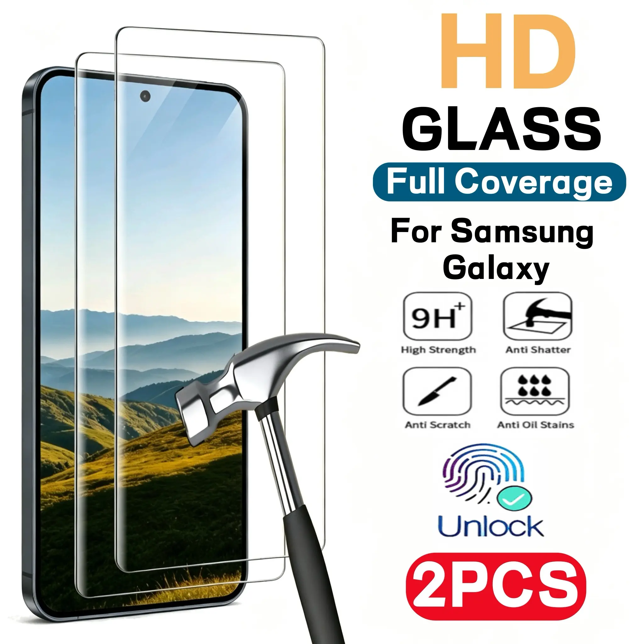 2pcs Ultra HD Curved Tempered Screen Protector, Protective Screen Protector For Samsung Galaxy S26/S26 Plus/S26 Ultra/S25 Edge/S25/S24/S23/Plus/Ultra/FE/Note 20/Note 20Ultra, Edge Coverage, Support Unlocking, Anti-Scratch, Touch Sensitivity, Bubble Free