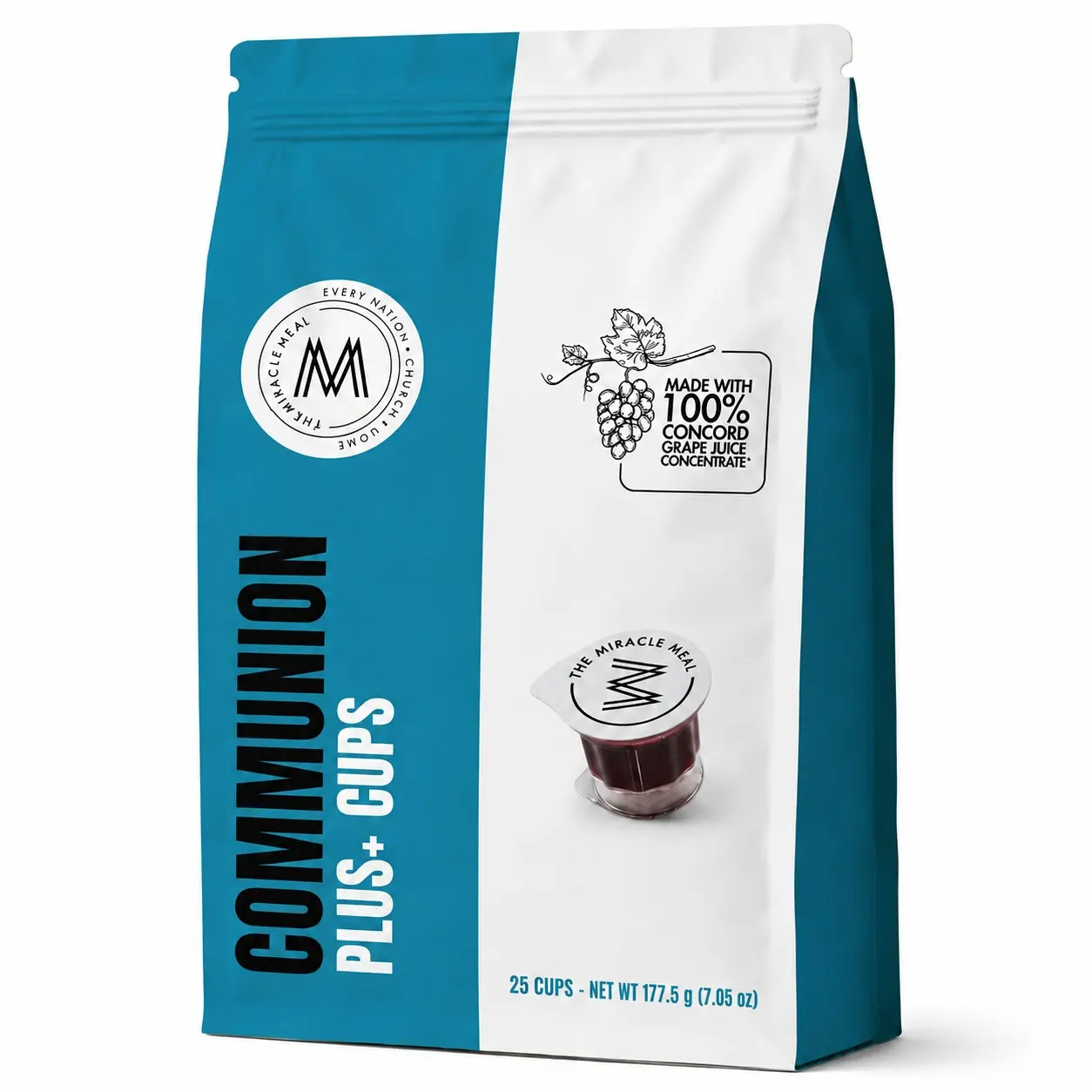 Travel Pack - The Miracle Meal Pre-Filled Communion Plus+ Cup - Bag of 25 with Wafer and 100% Concord Grape Juice
