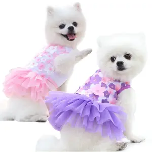 Pet dress for dogs and cats, peach blossom dress, clothing for Teddy and Bichon pets, pet supplies, dog jumpsuit breathable spring