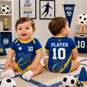 Personalized Curacao Baby Bodysuit, Custom Name Number Soccer Onesie, Curacao Inspired Infant Outfit, Football Fan Baby Romper, Newborn Gift MM8