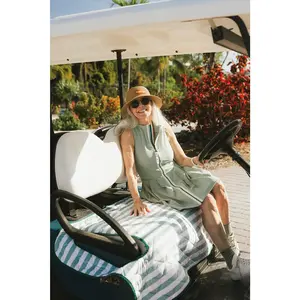 Golf Cart Seat Cover - Sea Stripes/Scattered