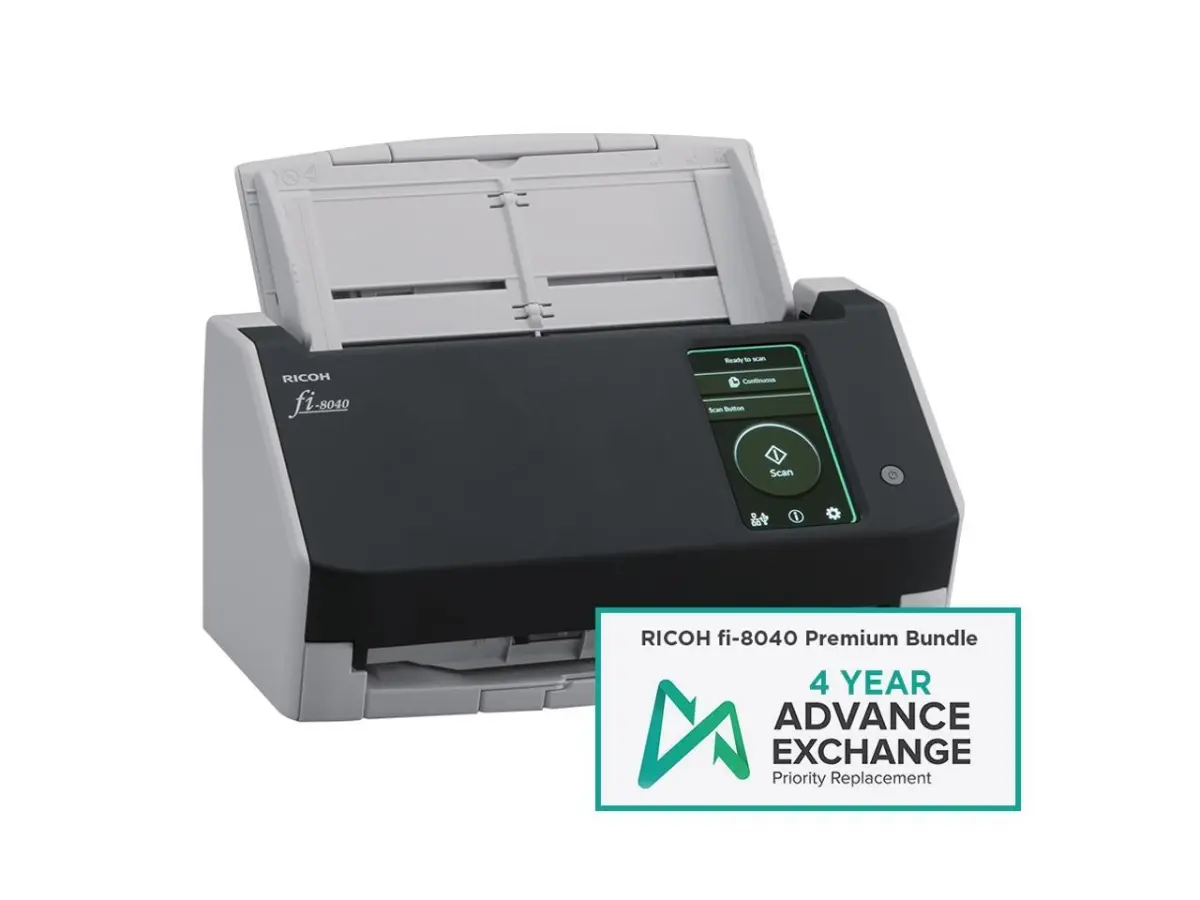 Ricoh CG01000-310059 Fi-8040 Desktop Scanner Premium Bundle with Document Scan Capability and Touch Screen Feature