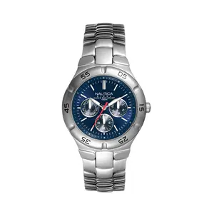 Nautica Men's Stainless Steel Blue Dial Multi-F unction Watch