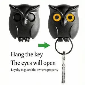 Cute Owl Key Holders Magnetic Wall Hooks for Keys 2pcs Mini Decor in White & Black Adorable Design Strong Hold Stable Firm Convenient for Going Out Magical Owl Design Effortless Installation Sturdy & Reliable Stylish Home Decor Perfect Gift