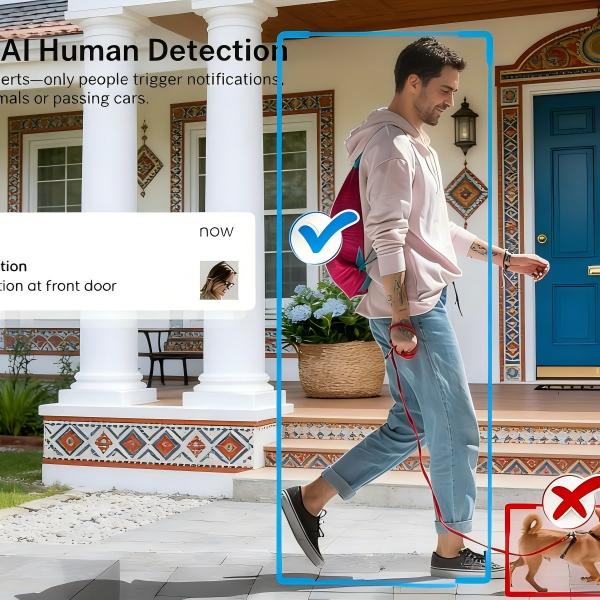 1080p Portable Wi-Fi Video Doorbell Camera with Dual-Way Talk, Infrared Night Vision, Secure Cloud Storage, Intelligent AI Motion Detection, Compatible with 2.4GHz Wi-Fi