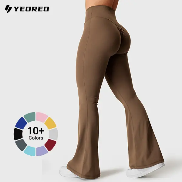 YEOREO Women's High Waisted Ruched Sports Flare Leggings, V-Cross Snatched Waist Bootcut, Booty Lifting Spandex for Gym, Sports Bottoms, Gym Outfits tiktokshopbacktoschool