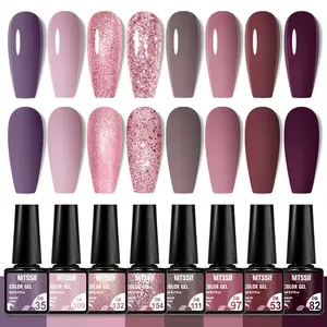 MTSSII 8pcs Nude Pink Glitter Gel Nail Polish Set, Super Shiny Long Lasting UV Gel Polish, for Home Saon Nail Art Manicure Festival Gift Uv Light Gel