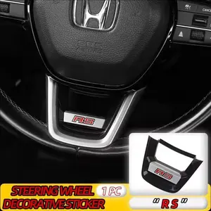 RS Emblem Car Steering Wheel Decoration Cover Accessories For Honda Civic Accord Jazz Fit CRV Odyssey City Pilot Vezel Prelude