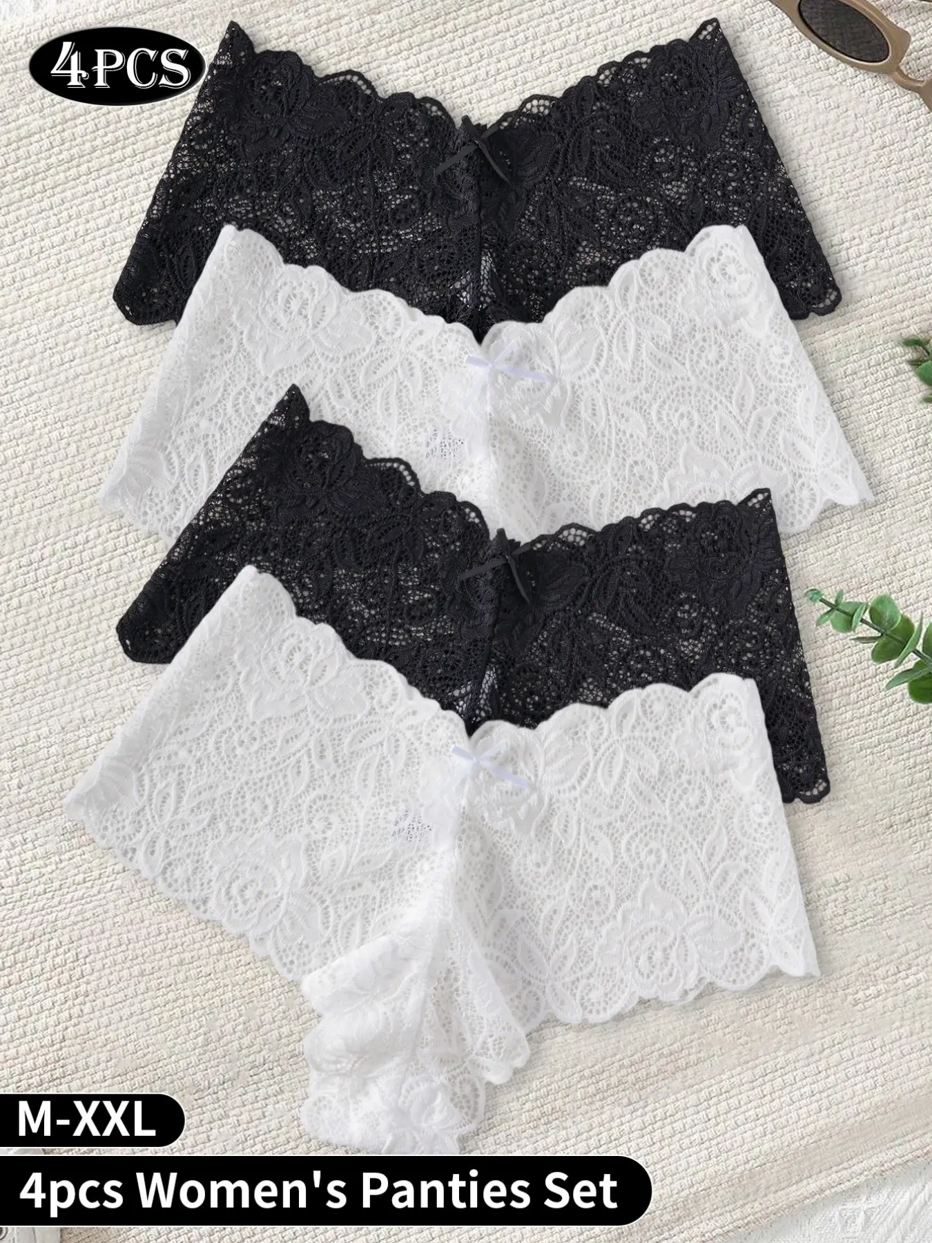 4 Pack Women Fitted Lace Panties, Sexy Bikini Briefs, Feminine Ootd, Maternity Postpartum, Soft Girl Style, Gift for Her