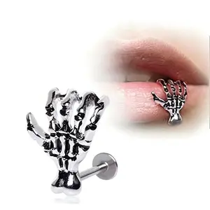 Stainless Steel Rod Personality Piercing Lip Jewelry Fashion Skull Ghost H Ear Bone Nail Ghost Paw Lip Nail