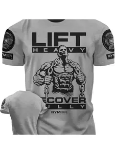 3D Printed Recover Fully Workout T-Shirt Funny Gym T-Shirt High Quality Cotton Men's Short Sleeves Muscle Man Tough Guy T-Shirt Gym T Shirts