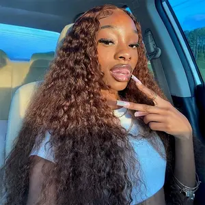 Megalook #4 Dark Brown Upgrade 13x6 Three-Go Glueless Wigs Fitted All Pre-Styled Parting Breathable Dome Cap Free Lace Front 100% Human Hair Wig Water Wave 320℉ Heat Resistant