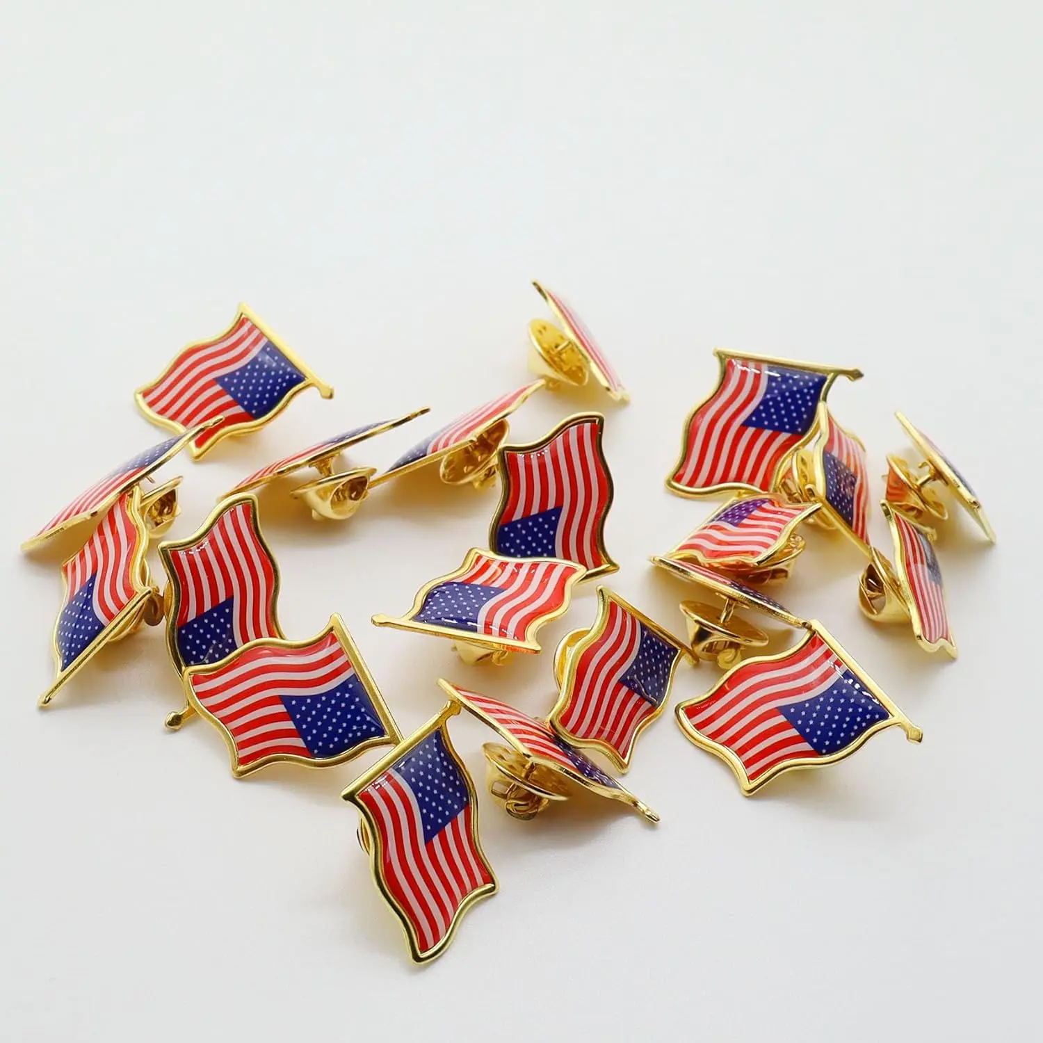 50 Packs American Flag Lapel Pins Bulk Metal - USA United States Patriotic Souvenir Badge Pins For Memorial Veteran Day. Collectible Pins Brooch Pin