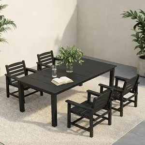 Tobeos HDPE Outdoor Dining Set for 4/6/8, 5/7/9-Piece Outdoor Dining Table Set with 2" Umbrella Hole, Patio Table and Chairs Set with Aluminum Frame & Legs, Durable & Weather-Resistant furniture