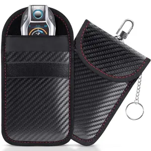 2024 Faraday Bag Key Protector, 2 Pack RFID Signal Blocking Key Fob Protector Pouch, Anti-Theft Car Security Cage with Red Accents