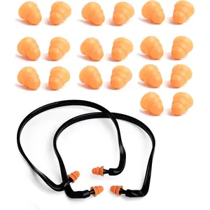 2 Banded Ear with 10 Pairs of Replacement Pods - Reusable Shooters Ear Protection for Mowing Shooting Construction Hunting - Washable Gun Range Hearing Protection Ear for Noise Reduction